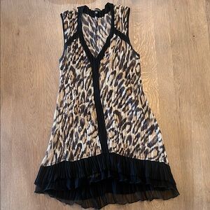 Komarov Leopard Print Sleeveless Top with Black Trim